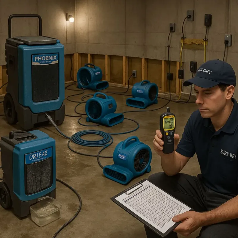 Structural Drying and Dehumidification process in West Newbury, MA